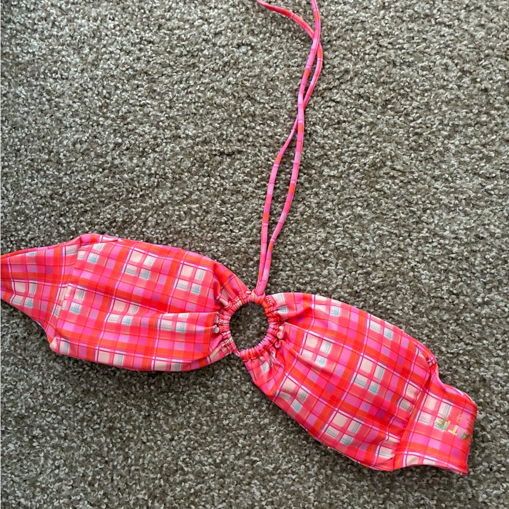 Pink Plaid Skatie Bikini Top